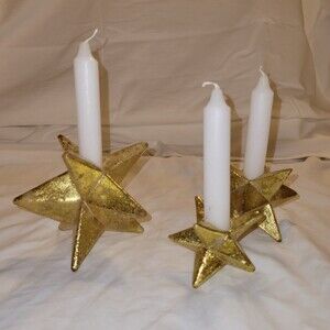 Glass Star Shaped Candle Holders with Gold accent Christmas
